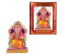 GK Global Kitchen Clay Lord Ganesha Ganesh Ganapati Idol Eco-Friendly Ganesh Chaturthi Visarjan Idol Hand-Made Ganesh Figurine Clay Statue Murti Hindu God Decor (9 Inch - D)