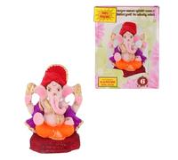 GK Global Kitchen Clay Lord Ganesha Ganesh Ganapati Idol Eco-Friendly Ganesh Chaturthi Visarjan Idol Hand-Made Ganesh Figurine Clay Statue Murti Hindu God Decor (6 Inch - Q)