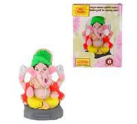 GK Global Kitchen Clay Lord Ganesha Ganesh Ganapati Idol Eco-Friendly Ganesh Chaturthi Visarjan Idol Hand-Made Ganesh Figurine Clay Statue Murti Hindu God Decor (6 Inch - P)