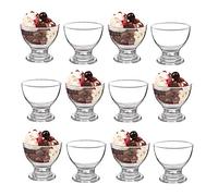 GK Global Kitchen Glass Dessert Bowls Sundae Ice Cream Set of 12 Piece Short Stemmed Prawn Cocktail Glasses Appetiser Fruit Salads Pudding Dishes Footed Dessert Sundae Cocktail Bowls