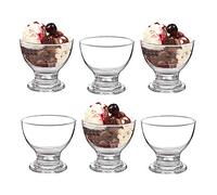 GK Global Kitchen Glass Dessert Bowls Sundae Ice Cream Set of 6 Short Stemmed Prawn Cocktail Glasses Appetiser Fruit Salads Pudding Dishes Footed Dessert Sundae Cocktail Bowls