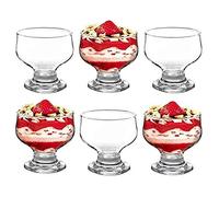 GK Global Kitchen Glass Dessert Bowls Sundae Ice Cream Set of 6 Short Stemmed Tulip Prawn Cocktail Glasses Appetiser Fruit Salads Pudding Dishes Footed Dessert Sundae Cocktail Bowls