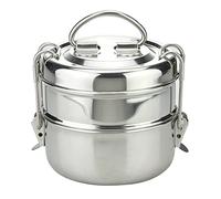 GK Global Kitchen Indian Tiffin Stainless Steel 2 Tier Tiffin Lunch Box Stackable Tiffin Carrier Tins Lunch Food Containers Storage Portable Kids Adults Work Office School Picnic (2-Layer Tier)