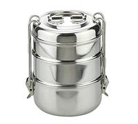 GK Global Kitchen Indian Tiffin Stainless Steel 3 Tier Tiffin Lunch Box Stackable Tiffin Carrier Tins Lunch Food Containers Storage Portable Kids Adults Work Office School Picnic (3-Layer Tier)