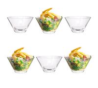 GK Global Kitchen Set of 6 Glass Prawn Cocktail Bowls Dishes Appetizer Prawn Cocktail Starter Serving Glasses Appetiser Prawn Seafood Shrimp Salad Cocktail Nibbles Glass Bowls Stackable, 265ml