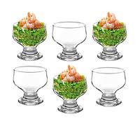 GK Global Kitchen Set of 6 Glass Prawn Cocktail Bowls Dishes Stemmed Appetizer Prawn Cocktail Starter Serving Glasses Footed Appetiser Prawn Seafood Shrimp Salad Cocktail Nibbles