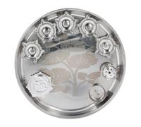 GK Global Kitchen Stainless Steel Pooja Thali Set Hindu Aarti Plate for Mandir, Temple, Diwali, Navratri & Daily Prayer (Medium)
