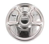 GK Global Kitchen Stainless Steel Thali 5 Compartment Indian Dinner Plate Round Large Serving Platter Divided Plates Dish Metal Section Food Snack Meal Tray