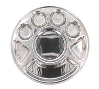 GK Global Kitchen Stainless Steel Thali 8 Compartment Indian Dinner Plate Round Large Serving Platter Divided Plates Dish Metal Section Food Snack Meal Tray