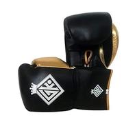 GK Glove Kings Lace Ups cowhide leather Black and Gold Boxing Gloves (XL)