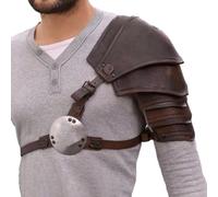 GK-O Medieval Viking Single Shoulder Armor PU Leather Gladiator Knight Pauldrons Brown, Brown, One Size