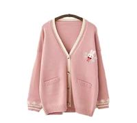GK-O Mori Girl Kawaii Rabbit Japan JK Uniform Knit Cardigan Sweater Girl School Cosplay Sweater - Multicolored - Medium