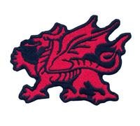 GK Red Iron-on Embroidered Welsh Dragon Patch, 9cm x 6.5cm, 1 Piece, Irregular Freeform, Fantasy