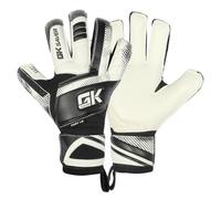 GK Saver Football Flat Cut Goalkeeper Gloves (Sizes 6-11) with Removable Finger Save - Pak Soft German Latex Grip Soccer Goalie Gloves with Breathable Mesh (Fury Black White, 3, Ambidextrous)
