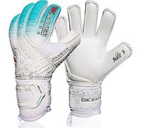 GK Saver football goalkeeping gloves Passion Beast Pro 3 professional flat cut 4mm milky cyan print, removable Savefingers goalie gloves (YES Savefingers, Passion Beast Pro 3, SIZE 11)
