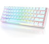 GK61 Mechanical Gaming Keyboard 60 Percent | 61 RGB Rainbow LED Backlit Programmable Keys | USB Wired | For Mac and Windows PC | Hotswap Gateron Optical Brown Switches | White