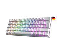 GK61 s Hot-Swap Mechanical Gaming Keyboard - 62 Keys Multicoloured RGB LED Backlight for PC/Mac Players - ISO German Layout (Gateron Mechanical Red, White)