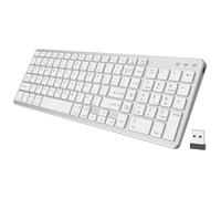 GKABXY 2.4G Wireless Keyboard Slim Full Size Keyboard Quiet Design with Shortcut Keys & Numeric Keypad for Computer/Desktop/PC/Laptop and Windows & Mac OS Laptop Built in Rechargeable Battery, White