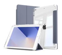 GKABXY Case for iPad 9th / 8th / 7th Generation 10.2 inch 2021/2020/2019 with Pen Holder, Clear Transparent Back Cover, Anti-Yellowing Case, Auto Wake/Sleep for iPad 9/8/7, Purple