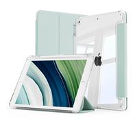GKABXY Case for iPad 9th / 8th / 7th Generation 10.2 inch 2021/2020/2019 with Pen Holder, Clear Transparent Back Cover, Anti-Yellowing Case, Auto Wake/Sleep for iPad 9/8/7, light green