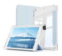 GKABXY Case for iPad 9th / 8th / 7th Generation 10.2 inch 2021/2020/2019 with Pen Holder, Clear Transparent Back Cover, Anti-Yellowing Case, Auto Wake/Sleep for iPad 9/8/7, Sky Blue