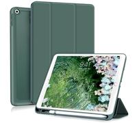 GKABXY Case for iPad 9th/8th/7th Generation 2021/2020/2019 10.2 Inch with Pencil Holder, Soft TPU Back & Tri-fold Stand Protective, Auto Wake/Sleep for iPad 10.2 Inch, Dark Green