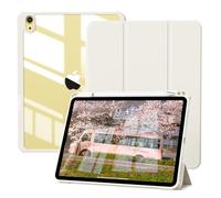 GKABXY Case for iPad (A16) 11th / 10th Generation 2025/2022 10.9 Inch with Pencil Holder, Slim Lightweight Trifold iPad 11 inch Cover with Rugged PC Translucent Back Shell, White