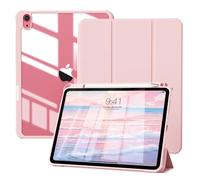 GKABXY Case for iPad (A16) 11th / 10th Generation 2025/2022 10.9 Inch with Pencil Holder, Slim Lightweight Trifold iPad 11 inch Cover with Rugged PC Translucent Back Shell, Pink