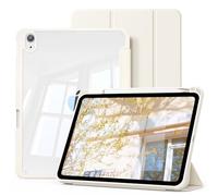 GKABXY Case for iPad Air 11 Inch M3 2025/M2 2024, iPad Air 5th/4th Generation (2022/2020 10,9 inch) With Pencil holder, Trifold Stand Protective Cover, Hard PC Clear Back, Auto Wake/Sleep, White