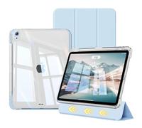 GKABXY Case for iPad Air 11 inch M3/M2 2025/2024, iPad Air 5th/4th Generation 10.9 Inch 2022/2020 with Pencil Holder, Slim Lightweight Trifold Detachable Transparent Back＆TPU Shockproof Cover,Sky Blue