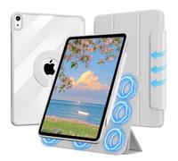 GKABXY Case for iPad Air 11 inch M4/M3/M2, iPad Air 5th/4th Generation | Detachable Magnetic Rotating Transparent Hard PC Back, Vertical Stand for iPad iPad Air 11/10.9 inch, Gray