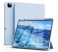 GKABXY Case for iPad Pro 11 inch 4th/3rd/2nd Generation 2022/2021/2020, Soft Slim TPU Back Cover with Pencil Holder, Auto Wake/Sleep, Trifold Stand Protective Case for ipad pro 11, Sky Blue