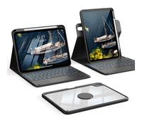 GKABXY Case Keyboard for iPad (A16) 11th/10th Generation 11/10.9 Inch 2025/2022, Detachable 360°Rotating Clear Back, Multi-Trackpad & 7-Color Backlit Keyboard, Portrait Mode Usage, Black