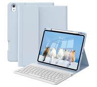 GKABXY Case with Keyboard for iPad A16 11th/10th Genration (2025/2022 11/10.9 Inch) with Pen Holder, Magnetically Detachable Wireless Bluetooth Keyboard cover for iPad 11/10, UK Layout, Sky Blue