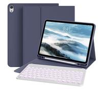 GKABXY Case with Keyboard for iPad Air 11 inch (M2/M3/M4) 2024/2025/2026, iPad Air 5th/4th Generation 10.9 inch With Pencil Holder, 7 Colors Backlit Detachable Bluetooth Keyboard case, Purple
