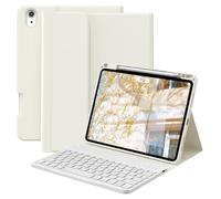 GKABXY Case with Keyboard for iPad Air 11 inch M4/M3/M2 (2026/2025/2024), iPad Air 5th/4th Generation 10.9 inch with Pencil Holder, Magnetically Detachable Folio Keyboard case, UK Layout, Cream White
