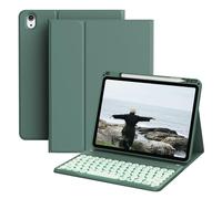 GKABXY For iPad Air 11-inch Case with Keyboard (M3/M2, 2025/2024), iPad Air 5th/4th Generation 10.9-inch, 7-Color Backlit Wireless Detachable Folio Cover with Thin & Light, Dark Green