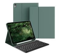 GKABXY Keyboard Case for iPad Air 11 Inch (M3/M2) 2025/2024, iPad Air 5th/4th Generation 10.9 Inch 2022/2020, Stand Folio Slim Cover with Pencil Holder, Detachable Wireless Keyboard, Dark Green