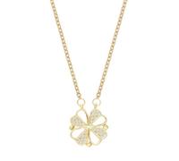 Gkaopi Four Leaf Clover Necklace Delicate Necklace Heart Magnetic Pendant One Style,Two Wearing Methods 2-in-1 Jewellery Gift for Women Girlfriend Gold