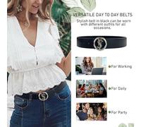 Gkaopi Women Wide Waist Belt Adjustable PU Leather Waistband Vintage Cinch Belts with Round Silver Buckle Decorative Belt for Dresses Jeans Pants Jumpsuit Shirts