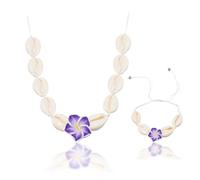 Gkaopi Women's Jewellery Sets Shell Summer Beach Jewellery 2 Pcs Shell Flower Necklace and Bracelet Adjustable Bohemian Ornament Handmade Accessories Jewelry Gifts ZS