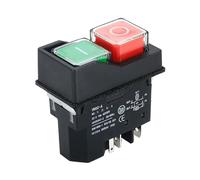 GKCAWEVQO AC 250V 6A Waterproof Electromagnetic Pushbutton Machine Saw Cutter Drill On Off DZ04 DZ05 DZ-6 Waterproof Solenoid Switch(Scram button with protective cover)