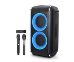GKD62 Karaoke Machine for Adults Kids, 400W Portable Bluetooth Party Speaker with 2 Wireless Microphones, Built in AI Vocal Removal & Mic Priority, Records, Radio, Loud Sound for Home, DJ, Outdoor