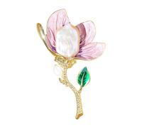 GKDFK Crystal Large Flower Brooches for Dress Sweater Scarf Jacket Floral Series Brooch Pins for Women Fashion Gifts, Copper, cubic zirconia pearl