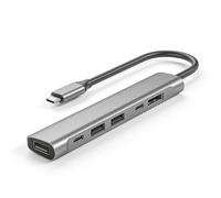 GKEAPZA USB C Hub, 6-in-1 USB Hub for Laptops, with PD60W Power Delivery, USBC & USBA Data Ports USB C Dongle, Compact for MacBook, Dell, and More（6 PORT）