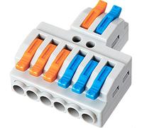GKEEMARS 10 Pcs Lever Wire Connectors, Quick Wiring Cable Connector Push-in Conductor Terminal Block (2 in 6 Out)
