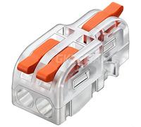 GKEEMARS 20Pcs Mini Electrical Wire Connectors, DIY Splicing into 4/6/8/9/10 Way Butt Terminal Block Connectors (1 in 2 Out - Clear)