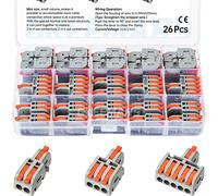 GKEEMARS 26Pcs Compact Splicing Connectors Wire Connectors Kit 2, 3 and 5 Circuit Inline Splices 24-12 AWG (Grey)