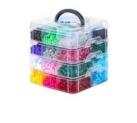 Gkelaly 4000+PCS 6x9mm Pony Beads Bulk, 24 Colors Multi Colored Kandi Beads,Hair Bead for Craft,Jewelry Making and Braids,4-Layer Storage Box Bracelet Making Kit
