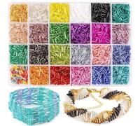 Gkelaly 7200 Pieces 7 x 2 mm Small Tube Beads for Bracelets, Rainbow Tube Beads Kit, Glass Bugle Seed Beads for DIY Crafts Jewellery Necklaces Earrings